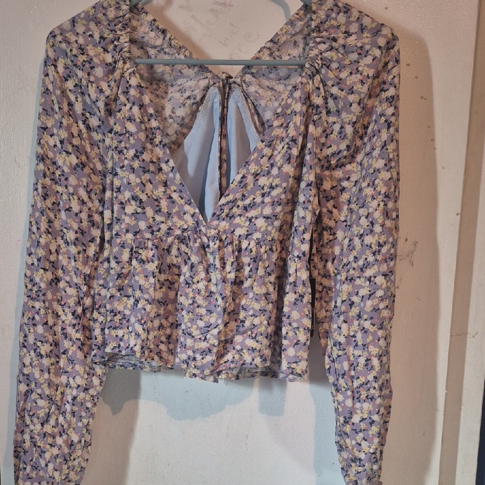 Liberty Love Cream Long Sleeve Tie Front Blouse
